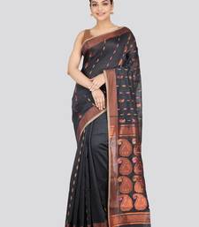 PinkLoom Women's  Grey Hand_Woven Cotton-Silk-Sarees With Unstitched Blouse Piece