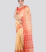 Pinkloom Women'S Beige Hand_Woven Soft Cotton Jamdani-Sarees Without Blouse Piece