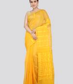 Pinkloom Women'S Yellow Hand_Woven Soft Cotton Jamdani-Sarees Without Blouse Piece