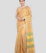 Pinkloom Women'S Beige Hand_Woven Soft Cotton Jamdani-Sarees Without Blouse Piece