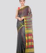 Pinkloom Women'S Black Hand_Woven Soft Cotton Jamdani-Sarees Without Blouse Piece