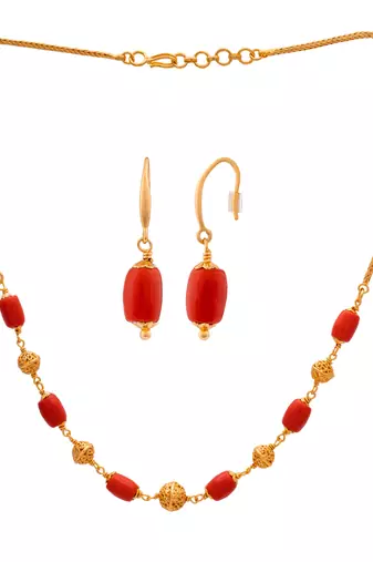 Gold coral necklace-sets