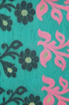 PinkLoom Women's  Blue Hand_Woven Soft Cotton Jamdani-Sarees Without Blouse Piece