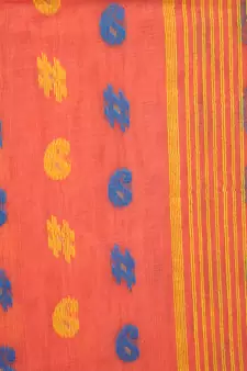 Pinkloom Women'S Orange Hand_Woven Soft Cotton Jamdani-Sarees Without Blouse Piece