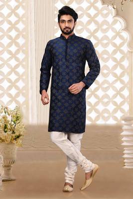 Designer Function Wear Heavy Embroidered Readymade Men's Kurta Pyjama 1
