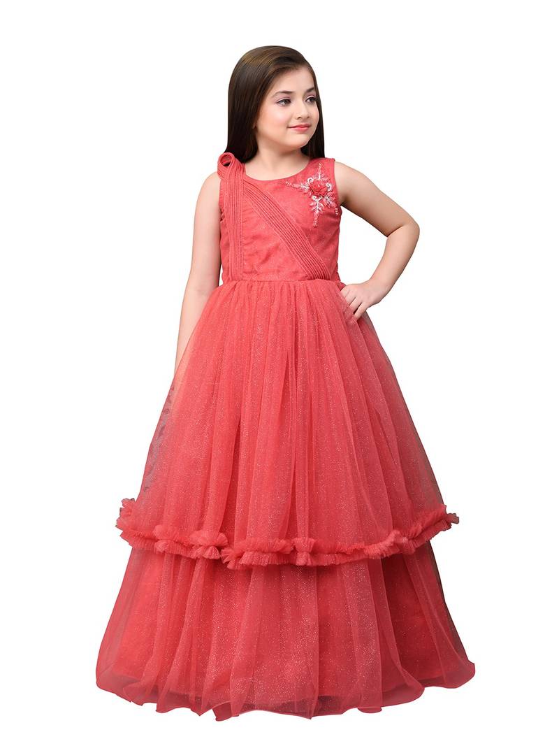 Betty Tomato coloured Gown will make your little one look beautiful.