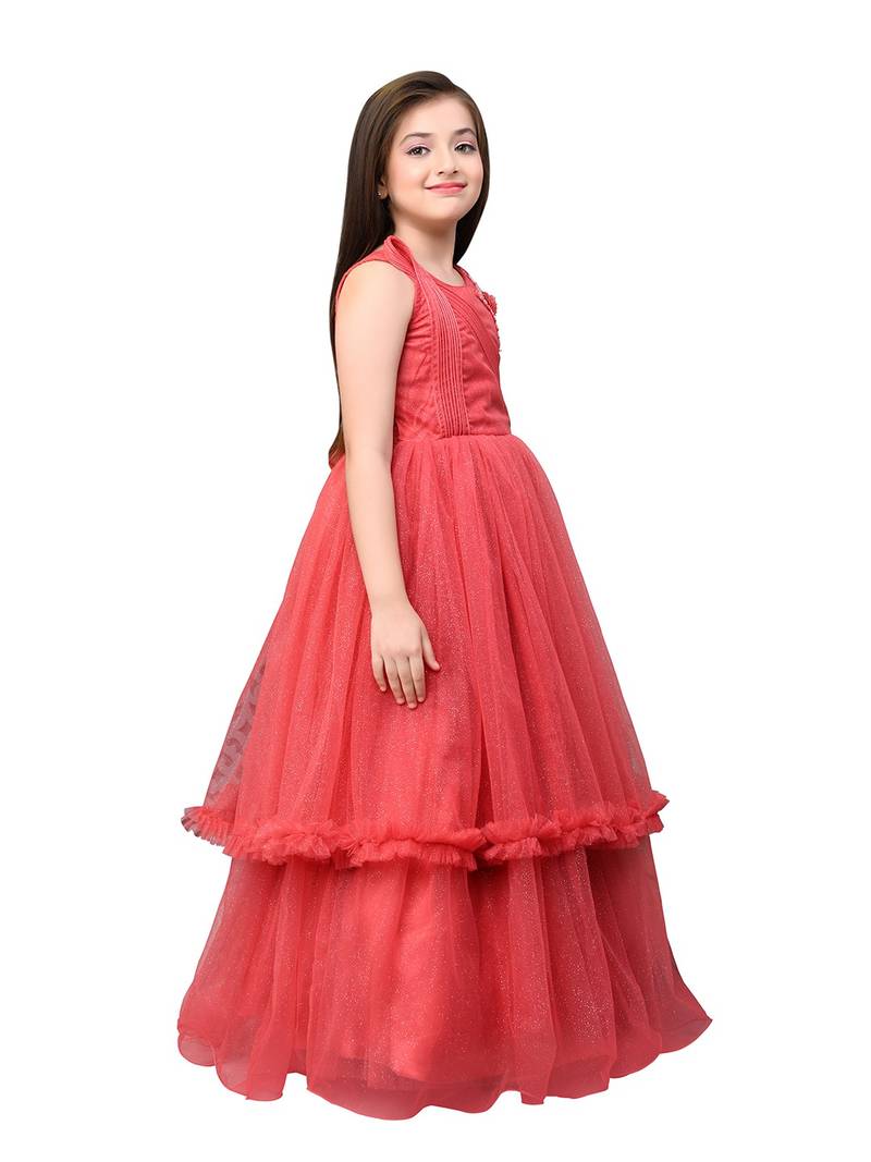 Betty Tomato coloured Gown will make your little one look beautiful.