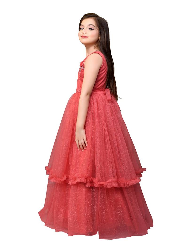Betty Tomato coloured Gown will make your little one look beautiful.