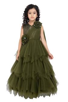 Betty Mehendi coloured Gown will make your little one look beautiful.
