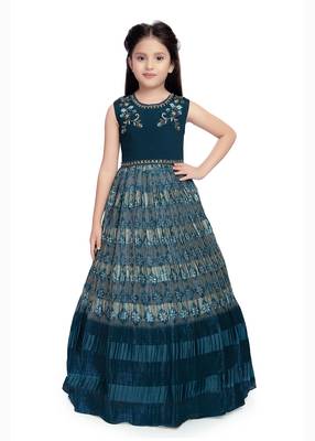 Betty Teal coloured Gown will make your little one look beautiful. 1