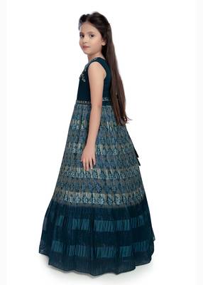 Betty Teal coloured Gown will make your little one look beautiful. 3