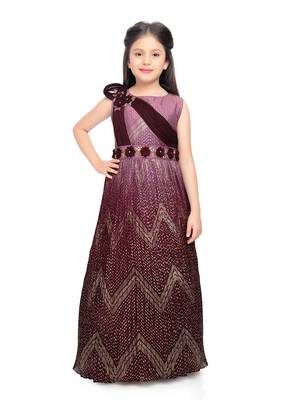 Wine coloured Gown will make your little one look beautiful. 1
