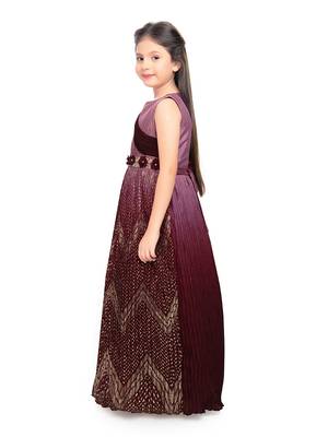 Wine coloured Gown will make your little one look beautiful. 2