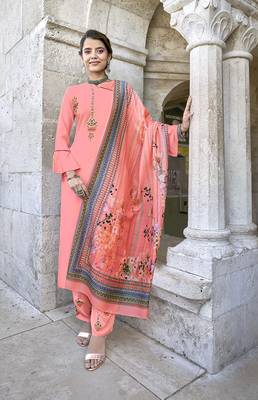 Rose embroidered rayon salwar kameez 1