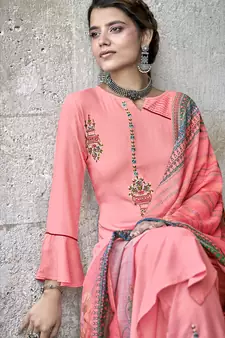 Rose embroidered rayon salwar kameez