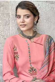 Rose embroidered rayon salwar kameez