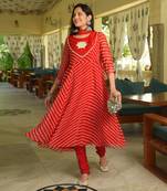 Red Lotus Leheriya Suit Set