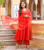 Red Angarakha Suit Set