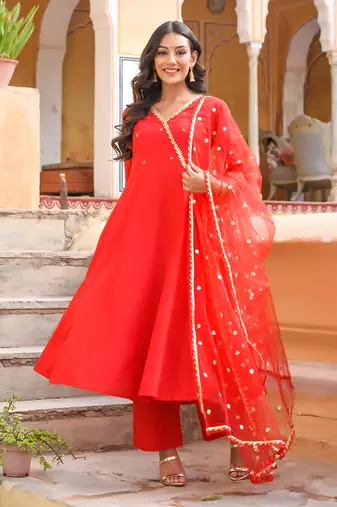 Red Angarakha Suit Set