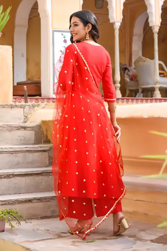 Red Angarakha Suit Set