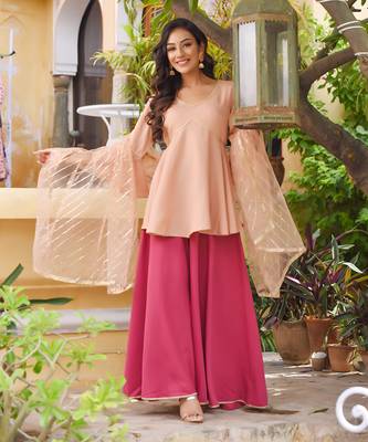 Rust Pink Palazzo Suit Set 1