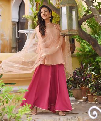 Rust Pink Palazzo Suit Set 3