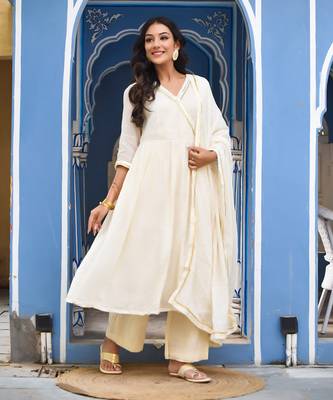 White Gold Angarakha Suit Set 1