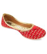 Desi Colour Red Star Embroidered women Ethnic Footwear/Punjabi Jutti