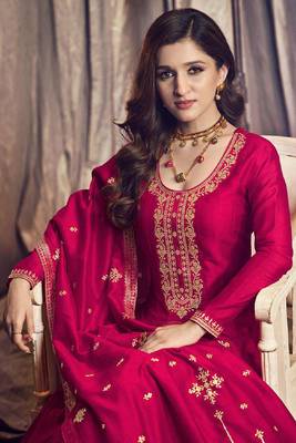 Hot Pink Silk Designer Festival Wear Anarkali Suit 2