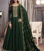 Dark Green Silk Designer Festival Wear Anarkali Suit