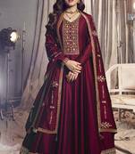 Maroon Silk Designer Festival Wear Anarkali Suit