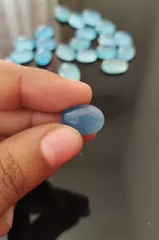 Natural Blue Chalcedony at Wholesale Rate 7.25 Ratti 6.89 Carat Oval Shape Akik Loose Gemstone for Astrological 1 Pcs