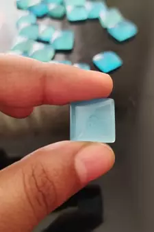 Natural Blue Chalcedony at Wholesale Rate 10.25 Ratti 9.25 Carat Square Shape Akik Loose Gemstone Rashi Ratan 1 Pcs