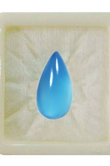 Natural Blue Chalcedony at Wholesale Rate 9.25 Ratti 8.36 Carat Pear Shape Akik Loose Gemstone for Astrological 1 Pcs
