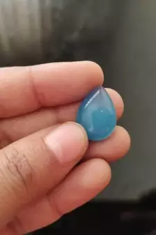 Natural Blue Chalcedony at Wholesale Rate 9.25 Ratti 8.36 Carat Pear Shape Akik Loose Gemstone for Astrological 1 Pcs