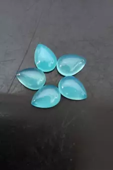 Natural Blue Chalcedony at Wholesale Rate 10.25 Ratti 9.25 Carat Pear Shape Akik Loose Gemstone for Astrological 1 Pcs