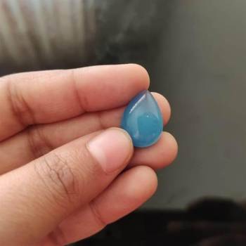 Natural Blue Chalcedony at Wholesale Rate 10.25 Ratti 9.25 Carat Pear Shape Akik Loose Gemstone for Astrological 1 Pcs 4