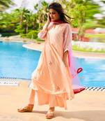 Peach And Purple Chanderi