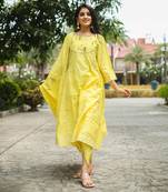 Lemon Yellow Chanderi Suit Set