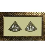 Chaque Decor Golden Frame 2 Metallic Human Figurines Dhokra And Warli WallArt | 10.25x17x1