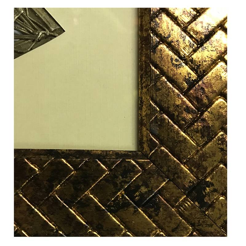 Chaque Decor Golden Frame 2 Metallic Human Figurines Dhokra And Warli WallArt | 10.25x17x1