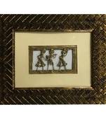Chaque Decor Golden Frame 1 Metallic Human Figurines Dhokra And Warli WallArt | 9x11x1