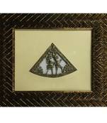 Chaque Decor Golden Frame 1 Metallic Human Figurines Dhokra And Warli WallArt | 10x11x1