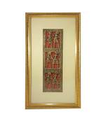 Chaque Decor Golden Frame 3 Metallic  Human Figurines Dhokra And Warli WallArt | 9x16x1