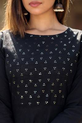 KAAJH Black Sequin Cotton Anarkali Kurta 6