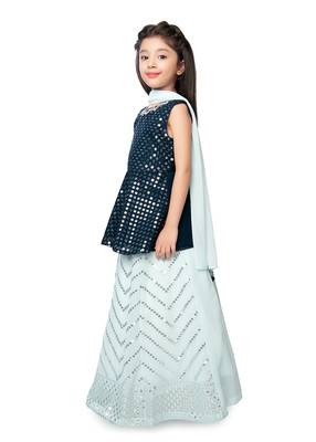 Embellished Mirror Work Ready to Wear Lehenga & Peplum Blouse With Dupatta 2