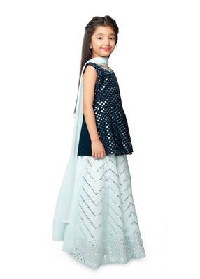 Embellished Mirror Work Ready to Wear Lehenga & Peplum Blouse With Dupatta 3