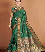 Green Banarasi silk blend Woven Zari Work Traditional Saree