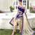 blue embroidery net semistitched gown