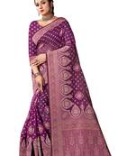 Sangam Prints Purple Cotton Woven Zari Work Traditional Tassle Saree